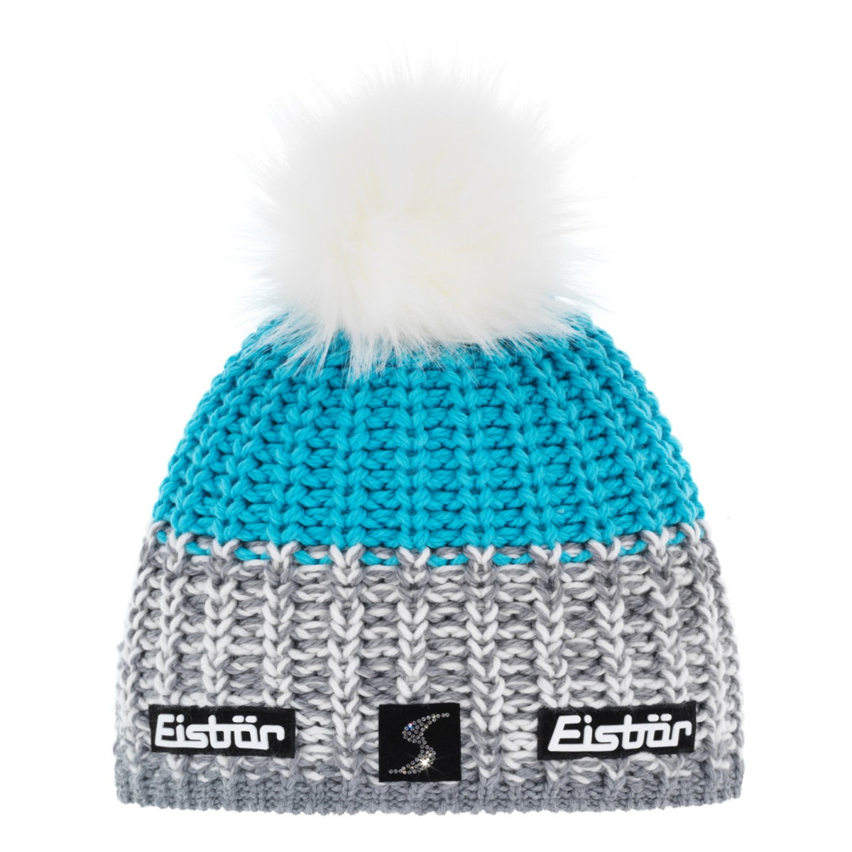 Eisbär Focus Lux Crystal MÜ SP Strickmütze für Damen mit Kunstfellbommel