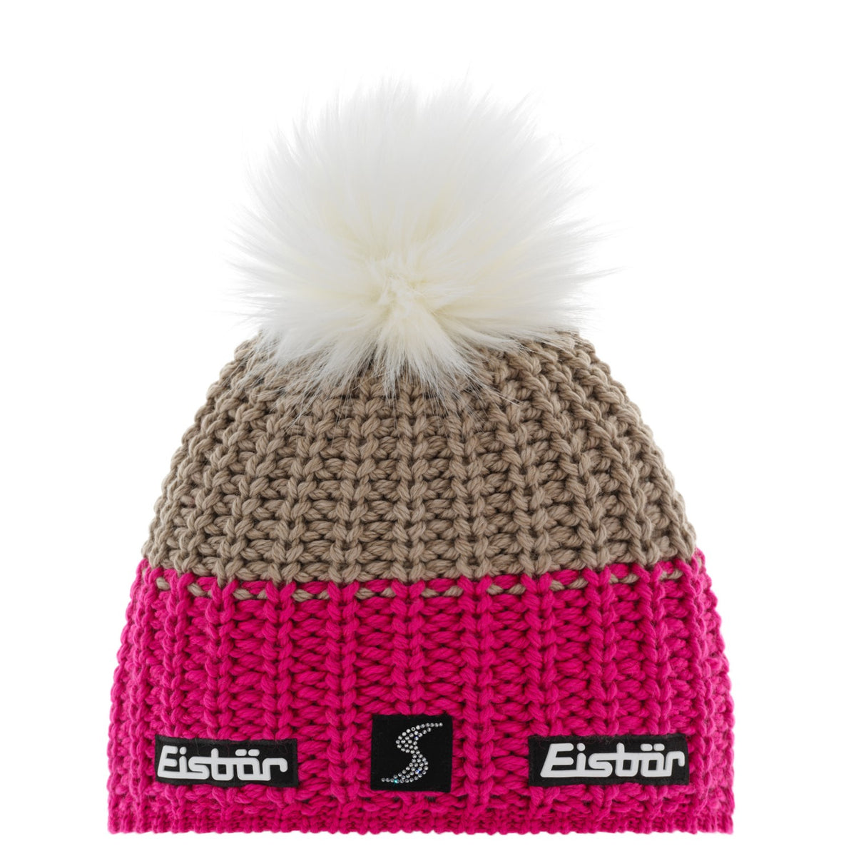 Eisbär Focus Lux Crystal MÜ SP Strickmütze für Damen mit Kunstfellbommel