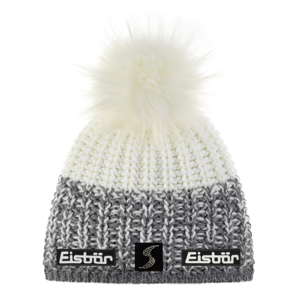 Eisbär Focus Lux Crystal MÜ SP Strickmütze für Damen mit Kunstfellbommel