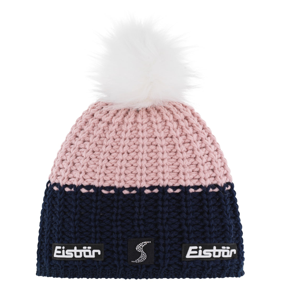 Eisbär Focus Lux Crystal MÜ SP Strickmütze für Damen mit Kunstfellbommel