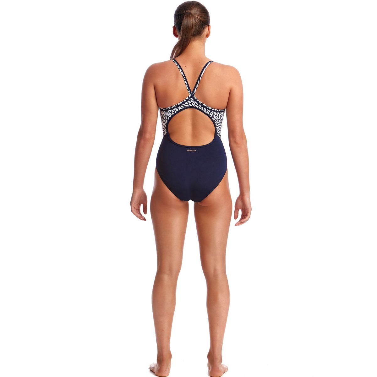 Funkita Badeanzug Damen Snow Leaf mit verstärkten Trägern und verkleinertem Rückenausschnitt