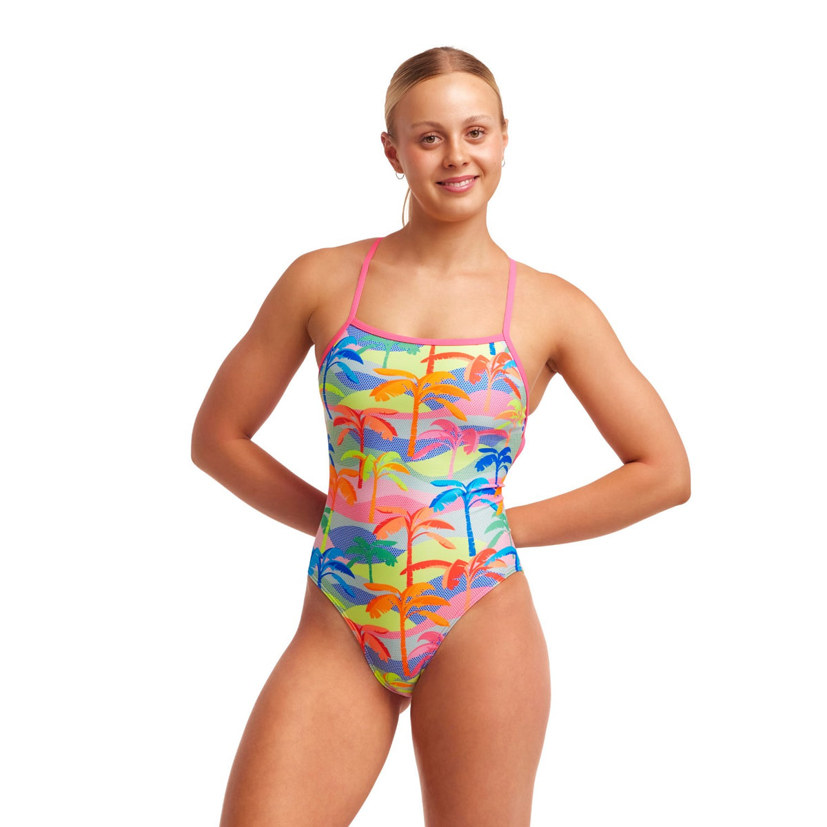 Funkita Poka Palm Badeanzug für Damen chlorresistent schnelltrocknend und UV Schutz 50+