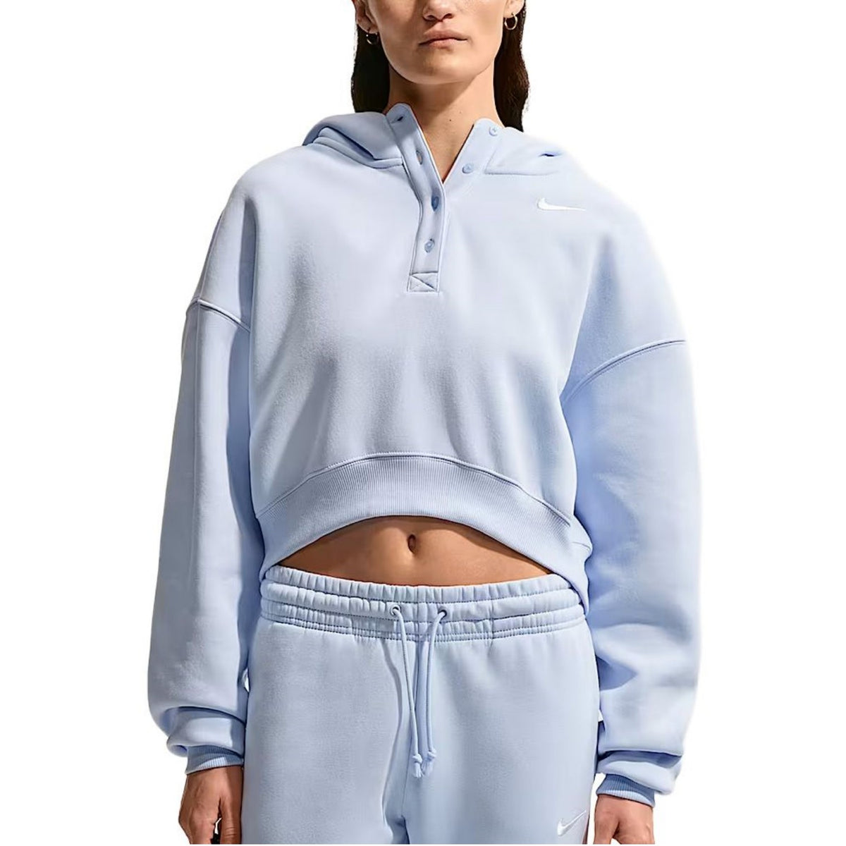 Nike Phoenix Fleece verkürzter Oversize-Henley-Hoodie Damen