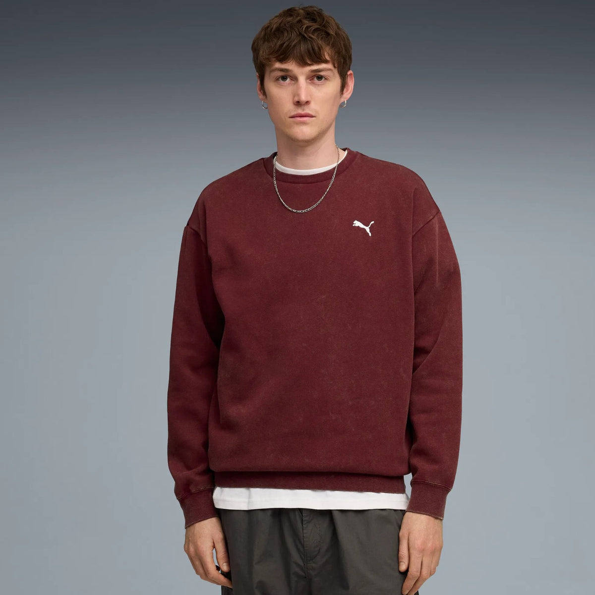 PUMA Essentials Elevated Relaxed Wash Fleece Crew Sweatshirt Herren