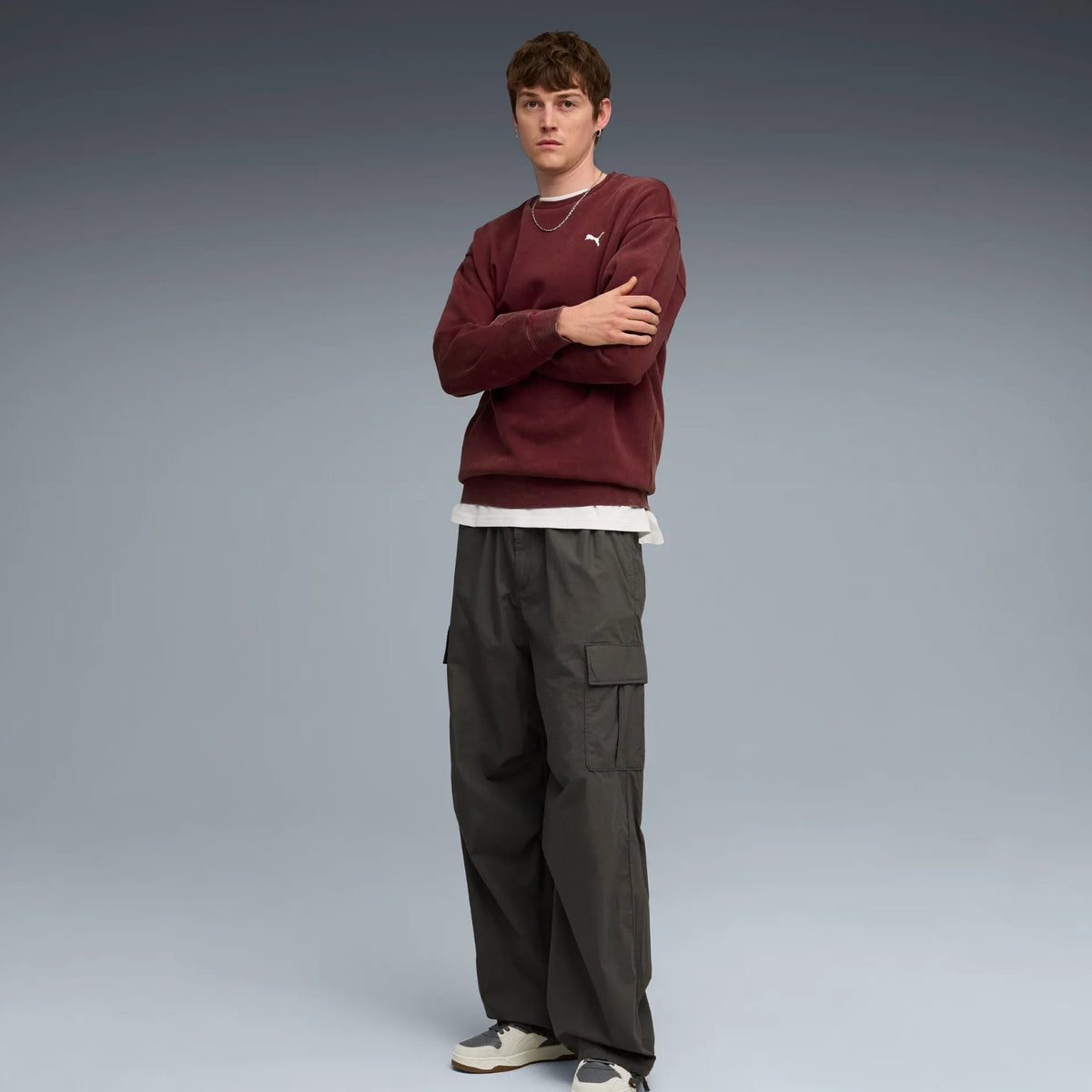 PUMA Essentials Elevated Relaxed Wash Fleece Crew Sweatshirt Herren