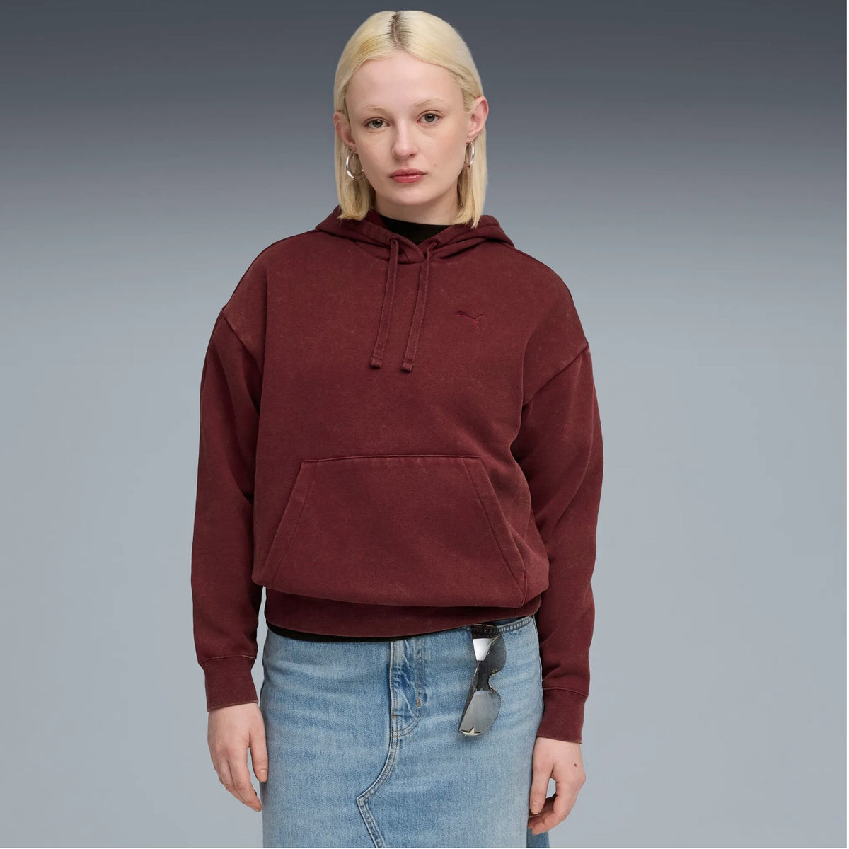 Puma Kapuzenpullover Elevated Relaxed Wash Damen mit Kägurutaschen