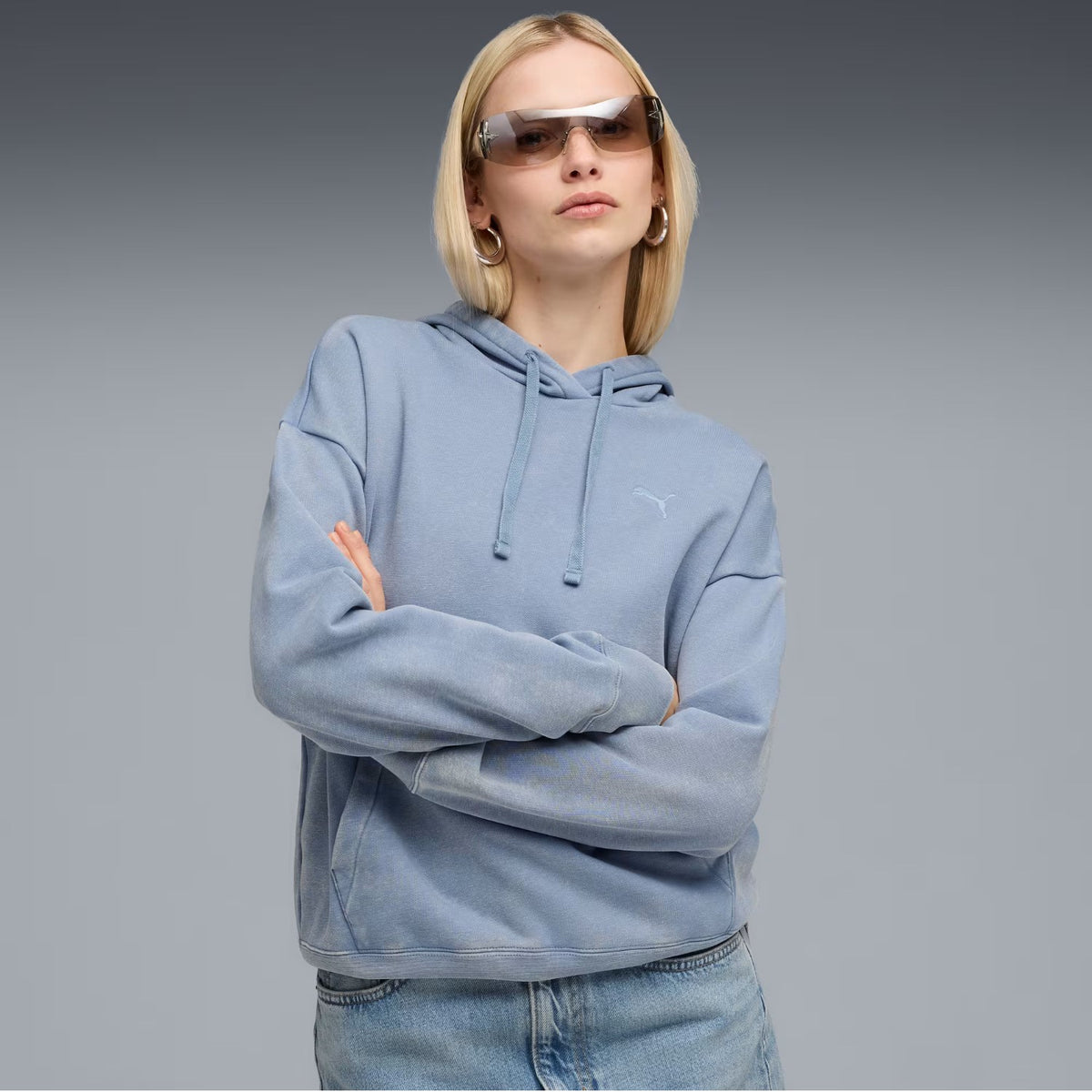 Puma Kapuzenpullover Elevated Relaxed Wash Damen mit Kägurutaschen