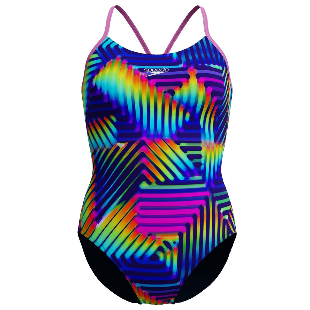 Speedo Club Training Bedruckter Fixed-Crossback-Badeanzug Damen
