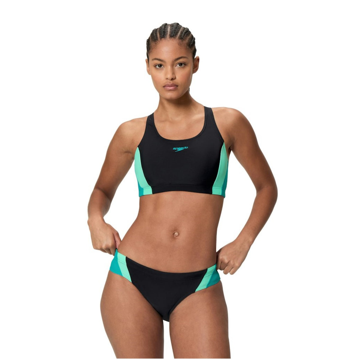 Speedo Colorblock Bikini Damen schwarz chlorbeständig