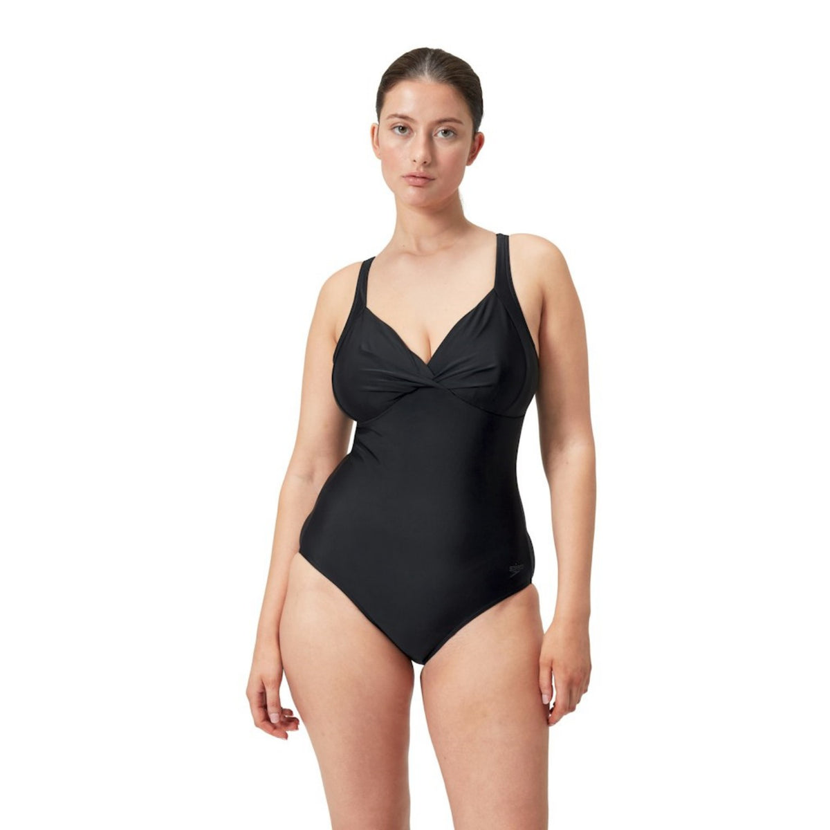 Speedo Cross Knot Shaping Badeanzug schwarz für Damen