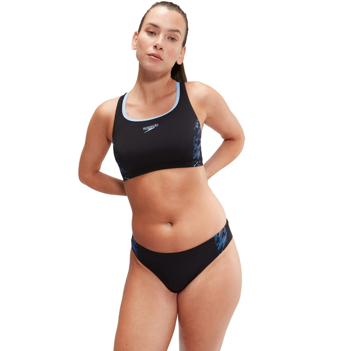 Speedo Placement Bikini Damen schwarz chlorbeständig
